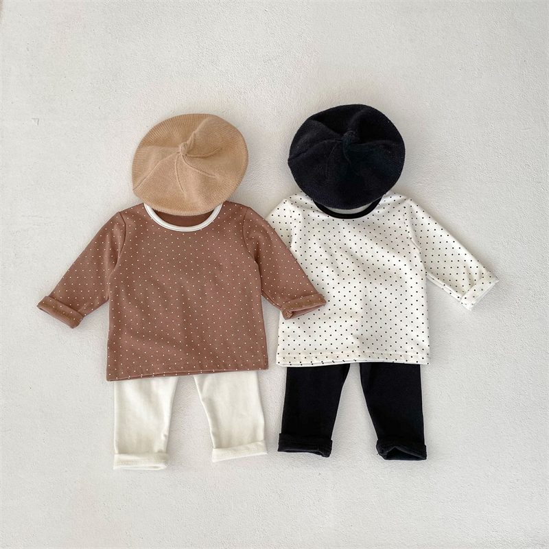 ins 秋新作　ベビー服　セットアップ　部屋着　長袖Tシャツ　ロングパンツ　ドット柄　可愛い　おしゃれ