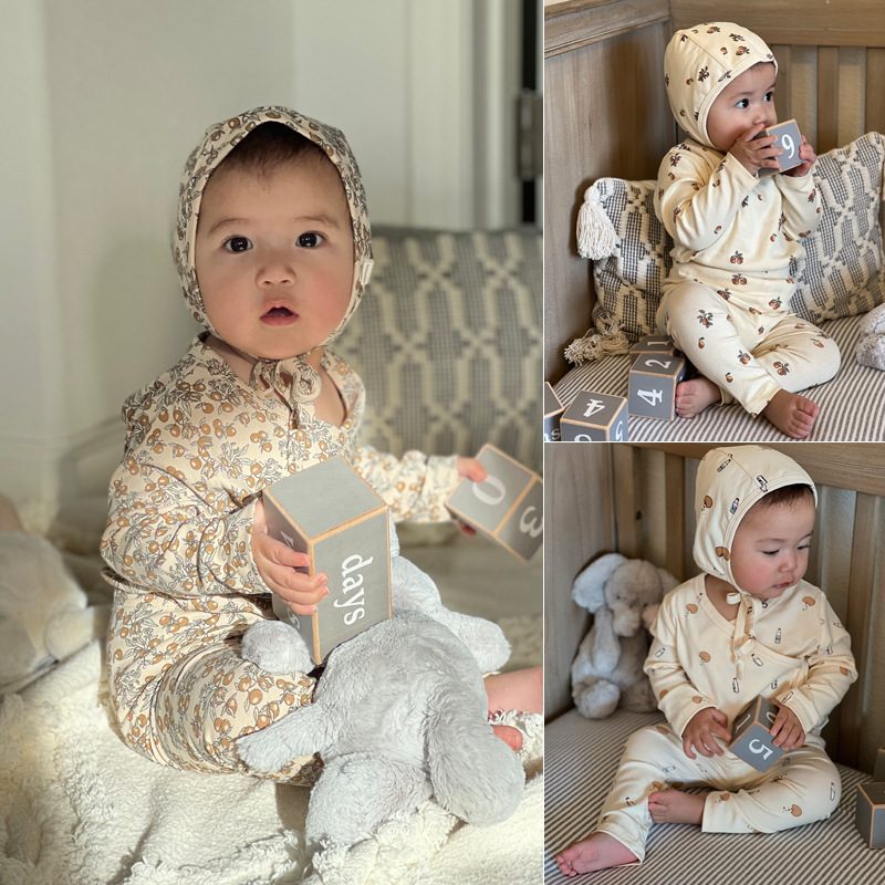 ins 秋新作　ベビー服　ロンパース＋ズボン　プリント柄　可愛い　カバーオール　部屋着　柔らかい