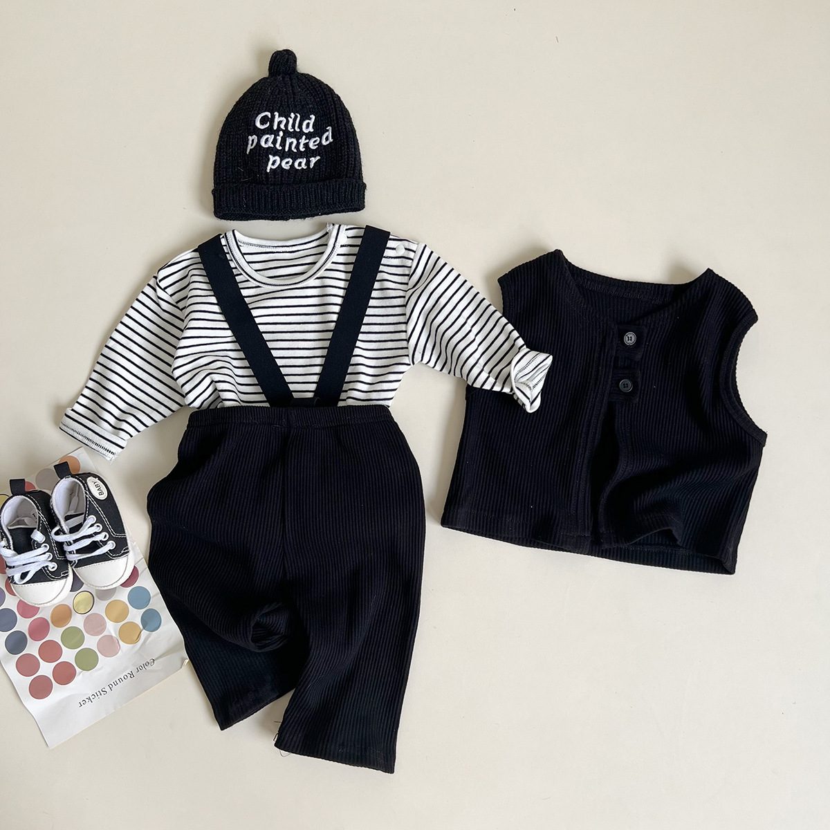 ins 秋新作 ベビー服 セットアップ Tシャツ ベスト ロンパース 可愛い おしゃれ 子供服 春秋