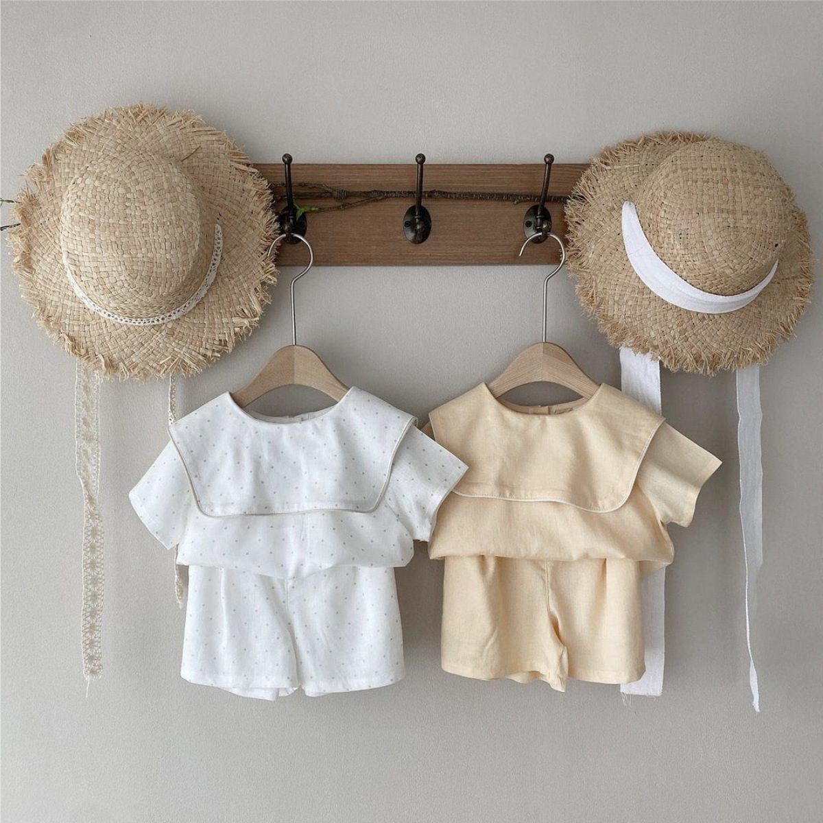 ins 夏新作　子供服　大きな襟　半袖シャツ　ハーフパンツ　2点セット　カジュアル　可愛い　おしゃれ