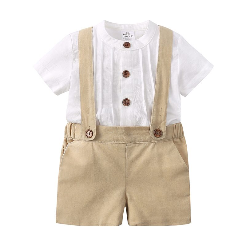 ins 夏新作 子供服 男の子 フォーマル 2点セット 半袖 シャツ サロペット 七五三 入園 入学