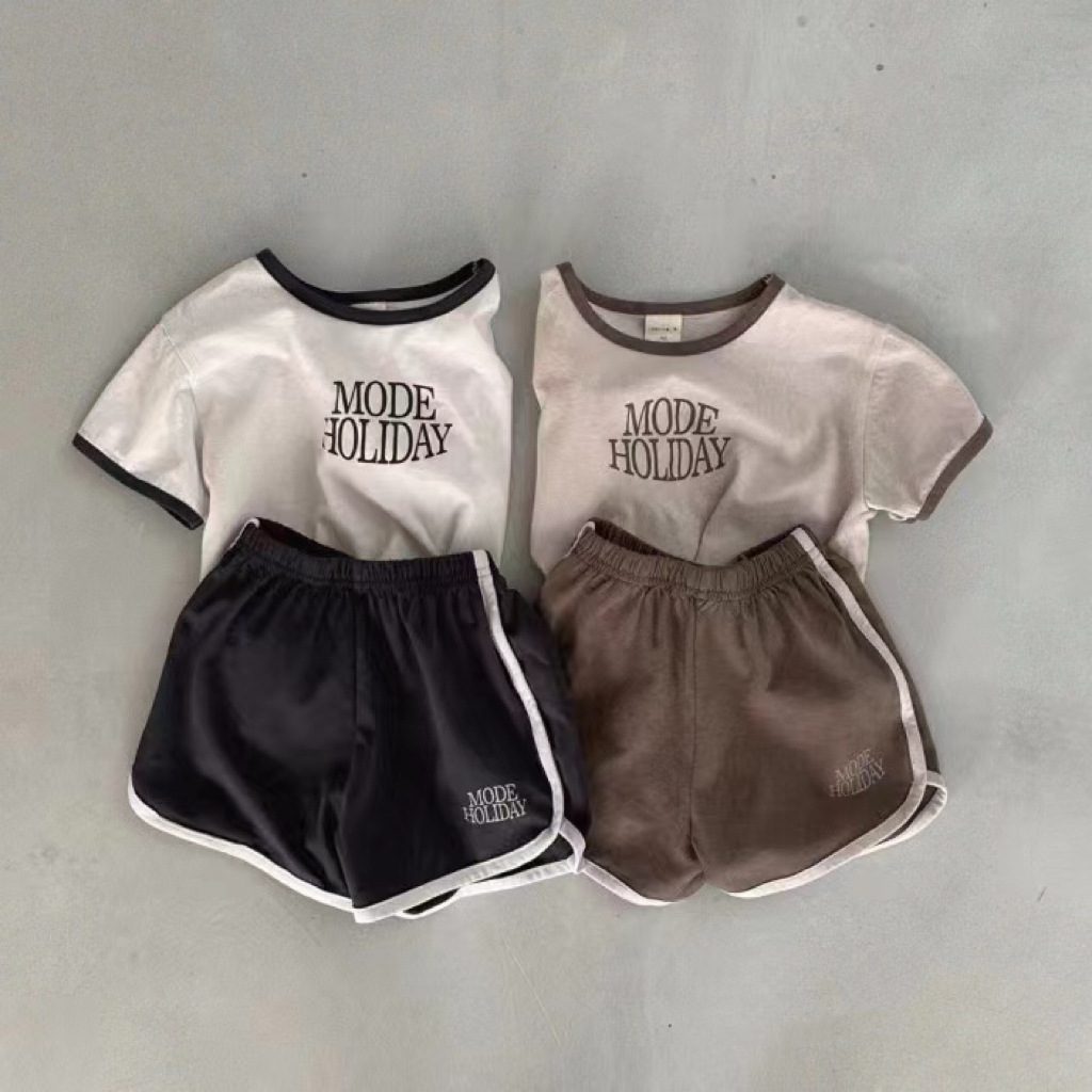 ins 夏新作　子供服　セットアップ　半袖　Tシャツ　ハーフパンツ　英字　可愛い　柔らか　男女兼用