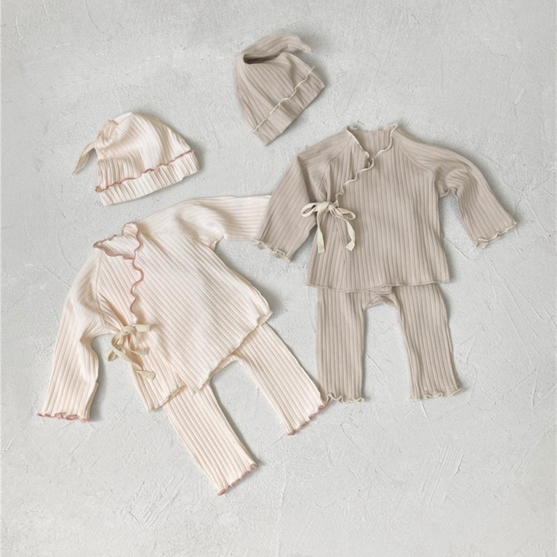 ins 秋新作　ベビー服　リブ　フリル　セットアップ　上着　ハイウエスト パンツ　子供服　可愛い　部屋着