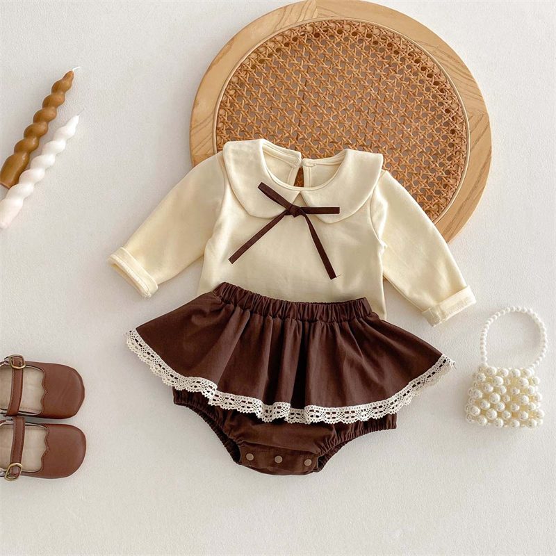ins 秋新作 ベビー服 女の子 セットアップ 長袖 リボン Tシャツ ブルマ おしゃれ 可愛い 子供服