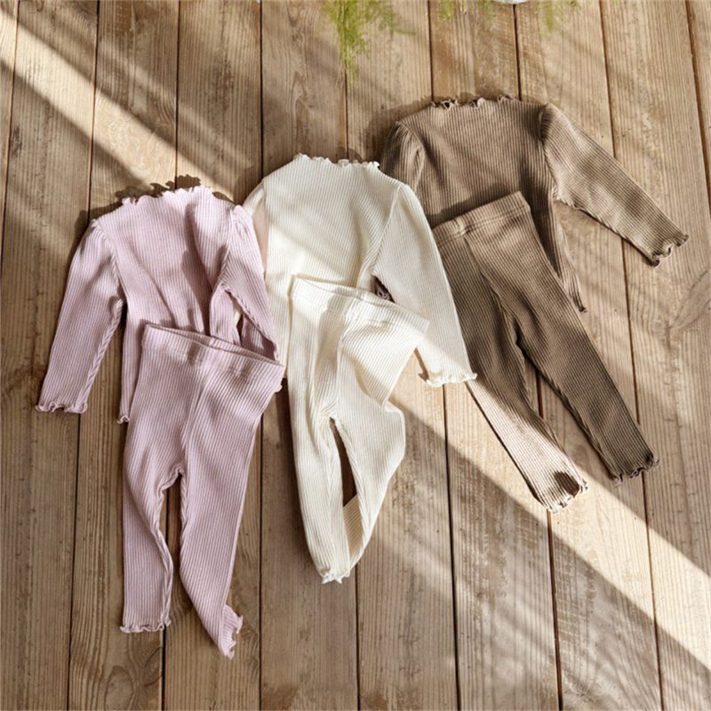 ins 秋新作 ベビー服 部屋着 フリル セットアップ Tシャツ ロングパンツ 子供服 可愛い パジャマ