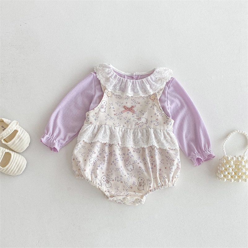 ins 秋新作　ベビー服　女の子　セットアップ　長袖　Tシャツ　サロペット　ロンパース　可愛い　子供服