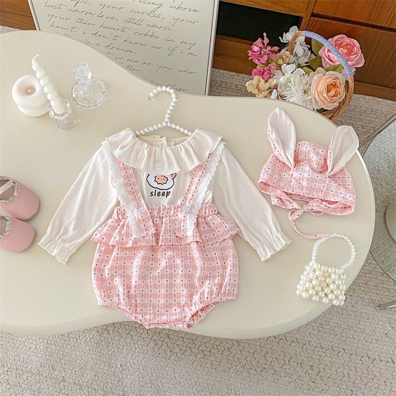 ins 秋新作　ベビー服　女の子　セットアップ　長袖Tシャツ　サロペット　ロンパース　可愛い　子供服