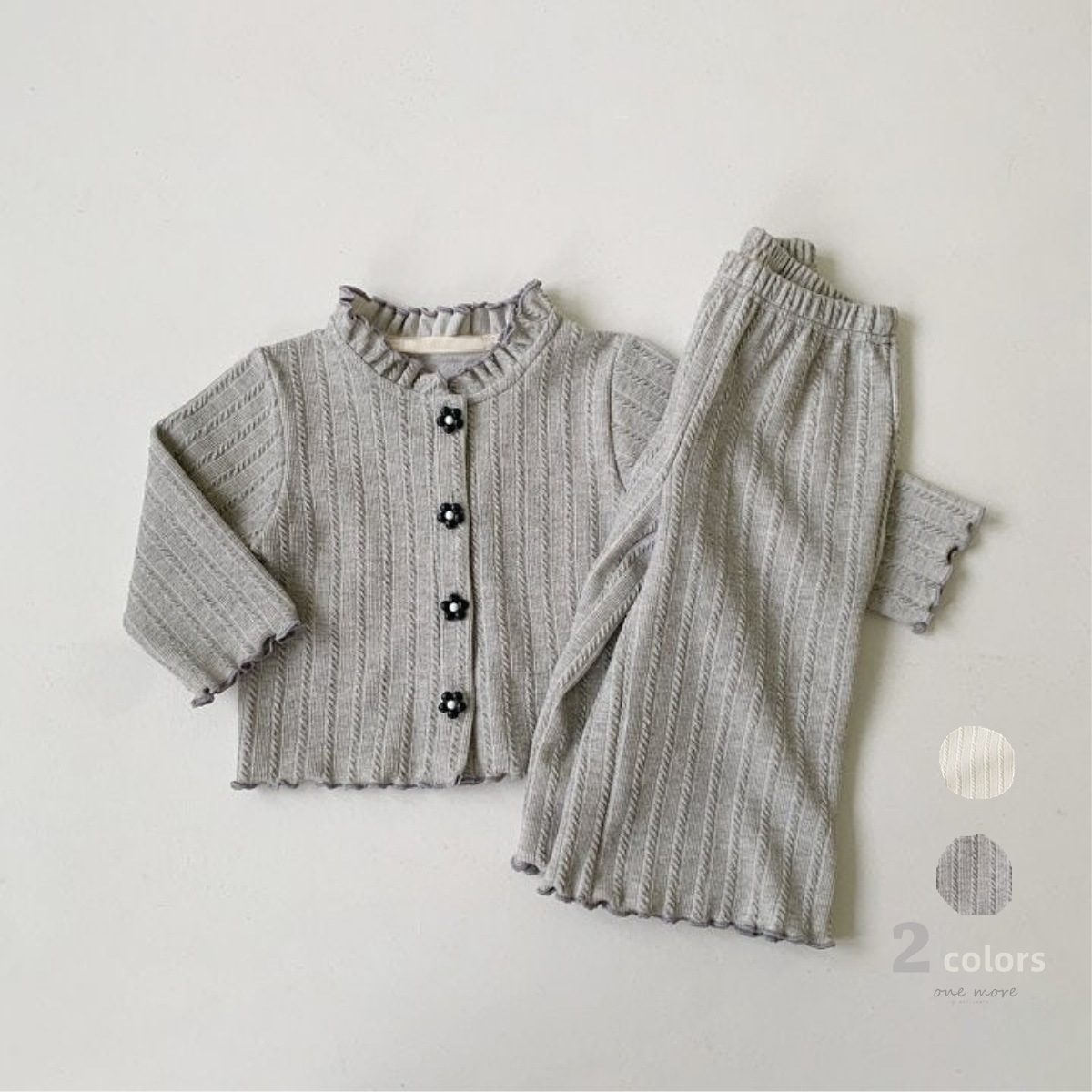 ins 秋新作　子供服　女の子　立ち襟　フリル　セットアップ　カーディガン　ズボン　可愛い　おしゃれ