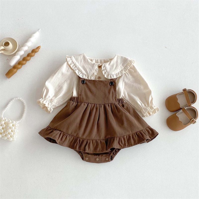 ins 秋新作 ベビー服 女の子 セットアップ 長袖 シャツ サロペット ロンパース 可愛い 子供服