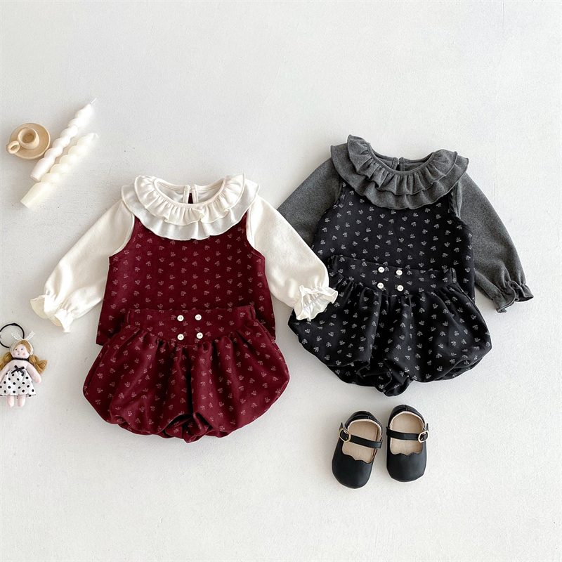 ins 秋新作　ベビー服　女の子　セットアップ　Tシャツ　ベスト　ブルマー　おしゃれ　可愛い　子供服