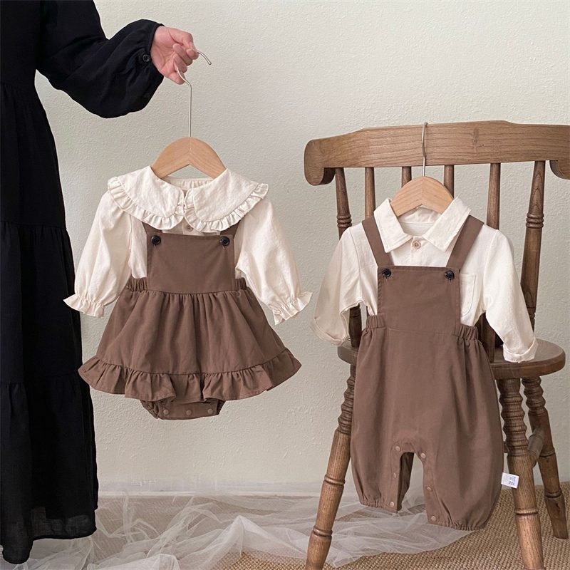 ins 秋新作 ベビー服 女の子 男の子 セットアップ 長袖 シャツ ロンパース ズボン 可愛い 子供服