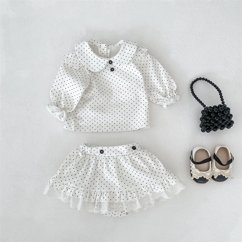 ins 秋新作　ベビー服　女の子　水玉　セットアップ　長袖　Tシャツ　ブルマー　可愛い　おしゃれ　子供服
