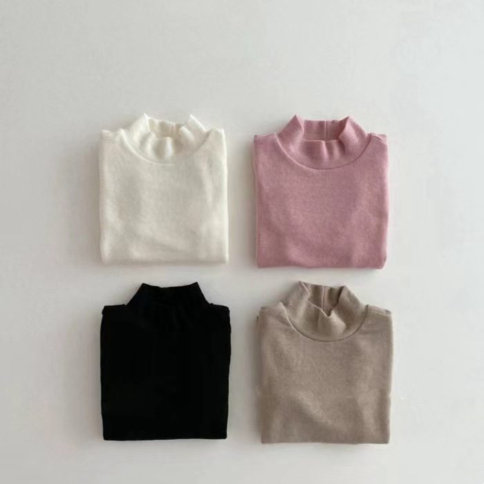 春秋新作　ベビー服　無地　インナー　長袖Tシャツ　タートル　トップス　肌着　子供服　部屋着