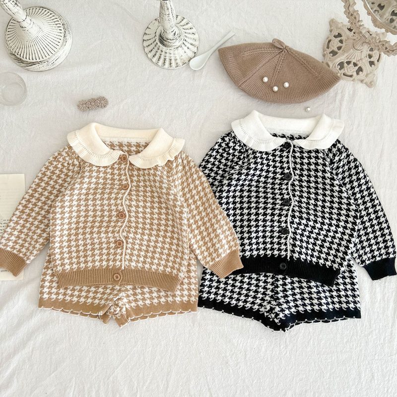 ins 秋冬新作　ベビー服　セーター　ニットトップス　ショートパンツ　2点セット　可愛い　キッズ服