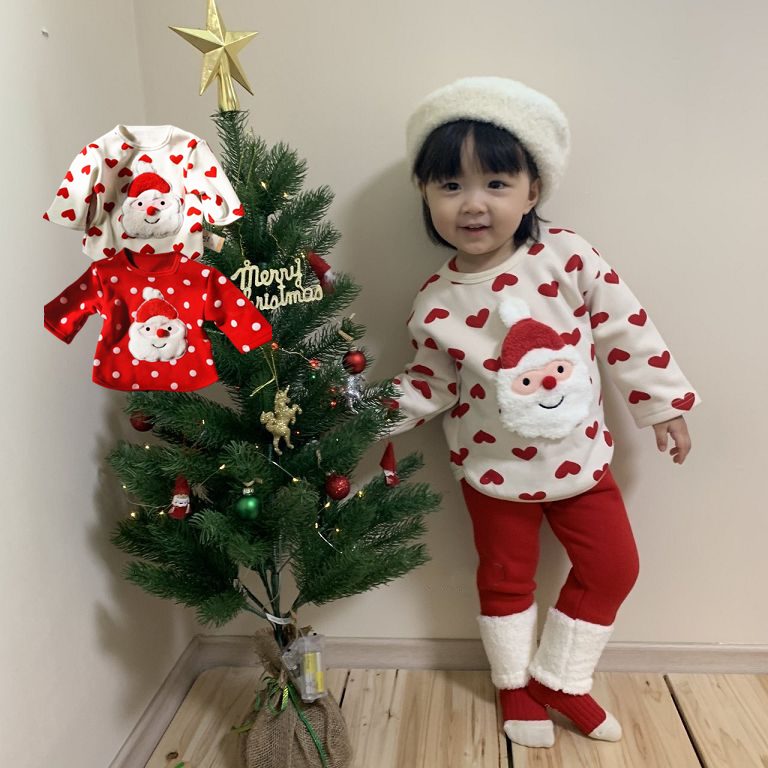 ins人気　子供服　クリスマス　赤ちゃん　サンタクロース　パーカー　サンタ服　ベビー服　可愛い