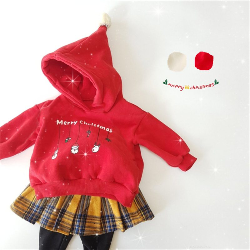 ins ins　子供服　クリスマス　赤ちゃん　裏起毛　パーカー　サンタ　ベビー服　可愛い　トップス