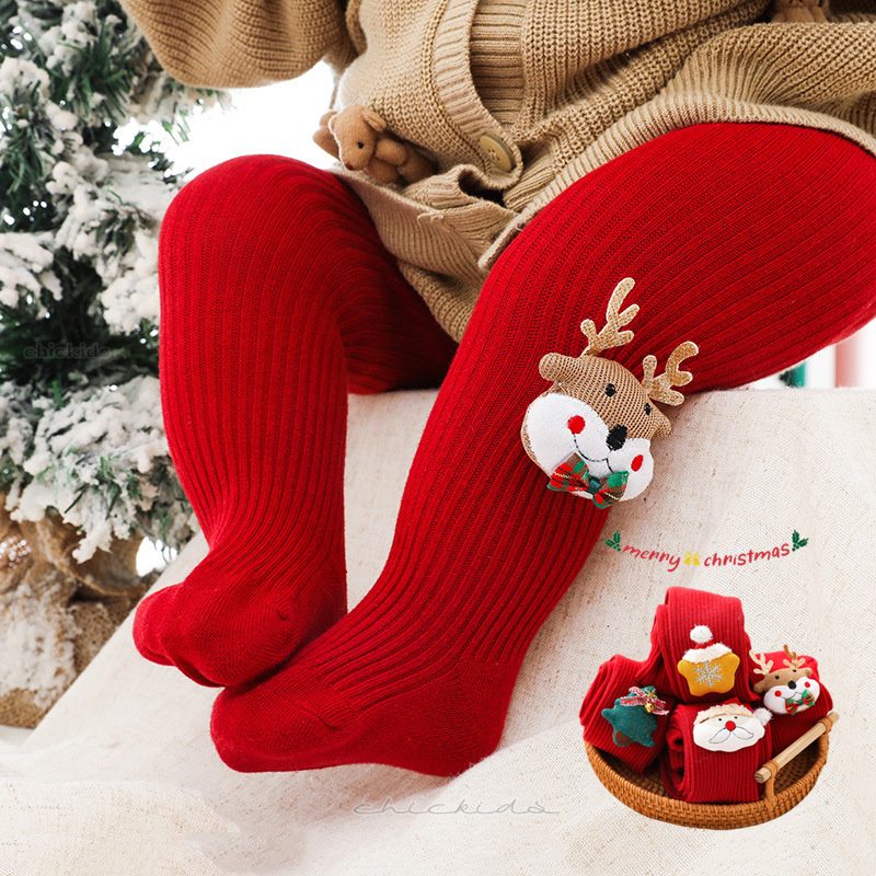 ins サンタレギンス クリスマスソックス ベビーレギンス タイツ 子供服 ボトムス 0~6歳 可愛い