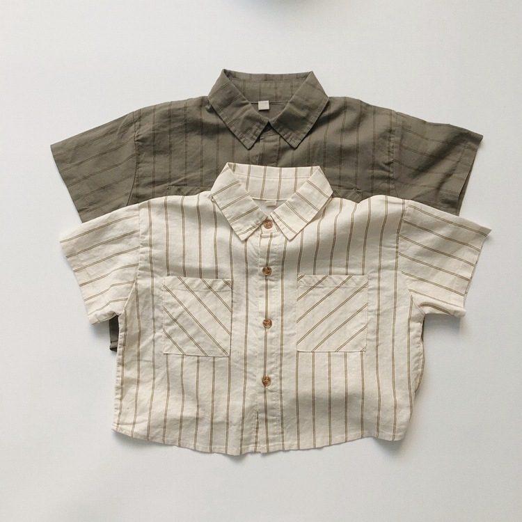 ins 夏新作　子供服　カジュアル　トップス　半袖シャツ　ストライプ柄　半袖　シャツ　ボーダー柄