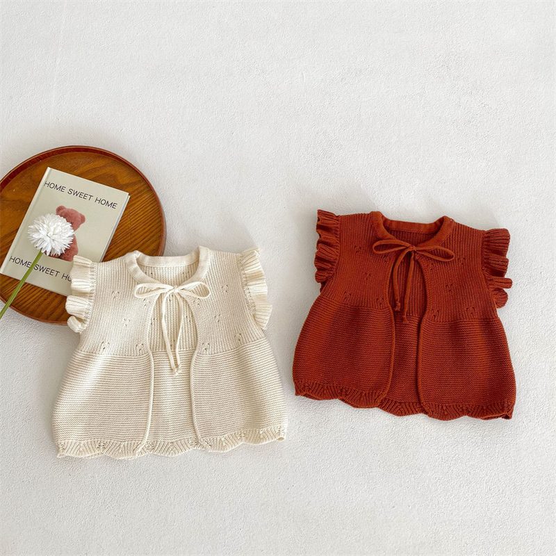 ins 秋新作　ベビー服　カーディガン　ニット　女児　トップス　森ガール　重ね着　可愛い　子供服　ベスト