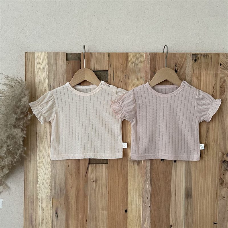 ins 夏新作　ベビー服　Tシャツ　パフスリーブ　可愛い　おしゃれ　柔らかい　カジュア　トップス