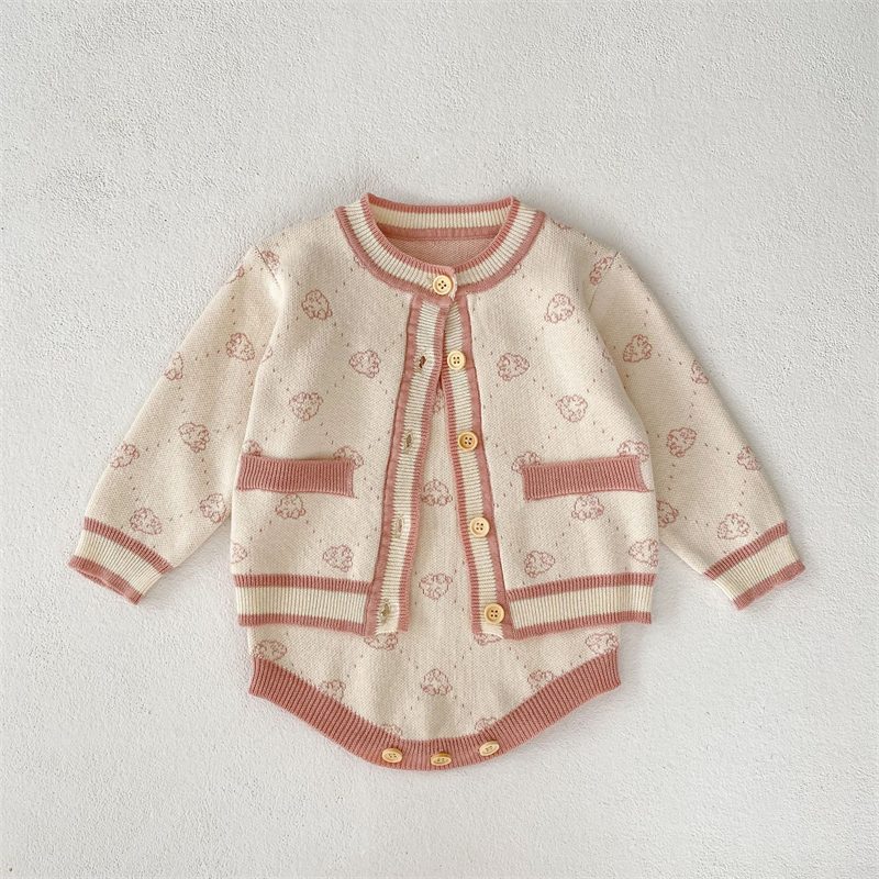 ins 秋新作　ベビー服　長袖　カーディガン　ニット　トップス　セーター　可愛い　女の子　ブルマー
