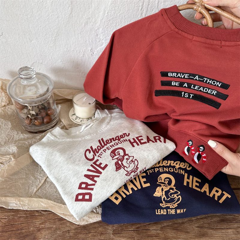 ins 秋新作　子供服　トレーナー　カジュアル　トップス　スウェット　長袖Tシャツ　男の子　可愛い　刺繍