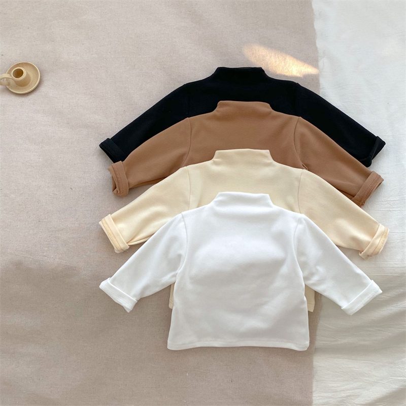 ins 秋新作　ベビー服　ハイネック　長袖Tシャツ　カジュアル　無地　トップス　インナーシャツ　男女兼用