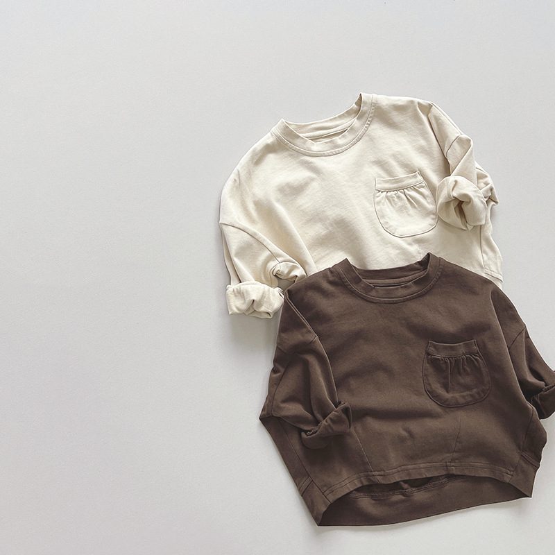 ins 秋新作 ベビー服 長袖Tシャツ カジュアル 無地 綿100 トップス インナーシャツ 男女兼用 肌着