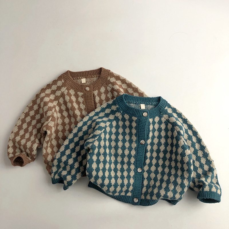 ins 秋新作 子供服 総柄 カーディガン ニットコート トップス セーター アウター おしゃれ 可愛い