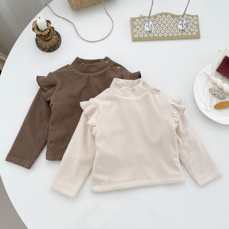 ins 秋新作　ベビー服　裏起毛　長袖Tシャツ　カジュアル　リブ　トップス　インナーシャツ　秋冬