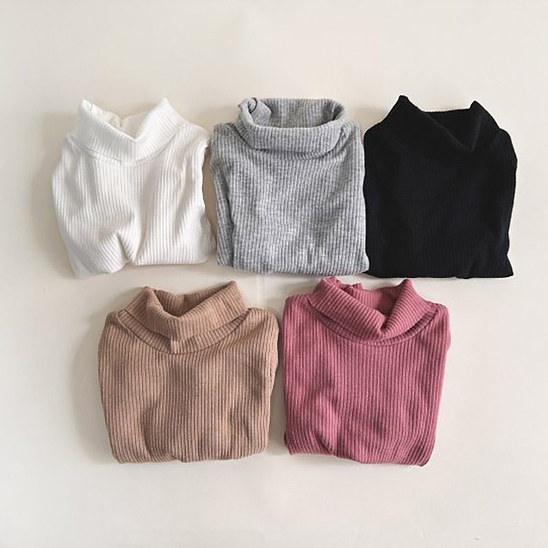 ins 秋新作　子供服　ハイネック　長袖Tシャツ　カジュアル　無地　トップス　インナーシャツ　男女兼用