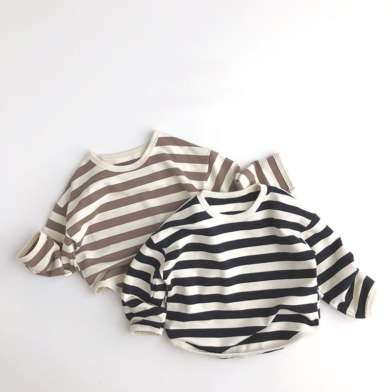 ins 秋新作　ベビー服　トレーナー　カジュアル　トップス　ストライプ柄　Tシャツ　可愛い　アウター
