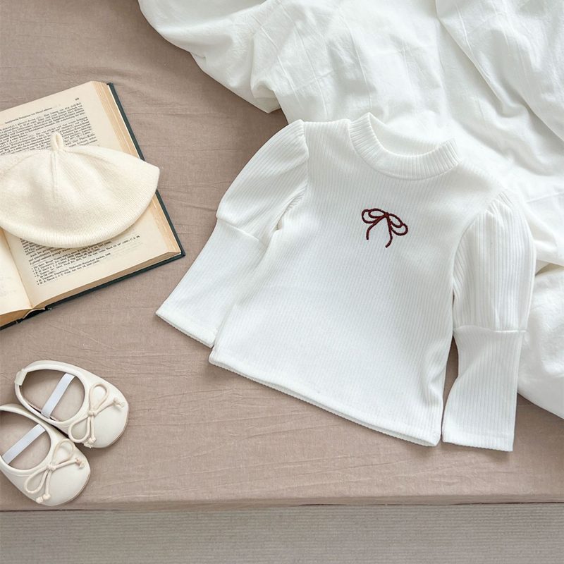 ins 秋新作　ベビー服　Tシャツ　パフスリーブ　無地　長袖　インナーシャツ　子供服　可愛い　おしゃれ