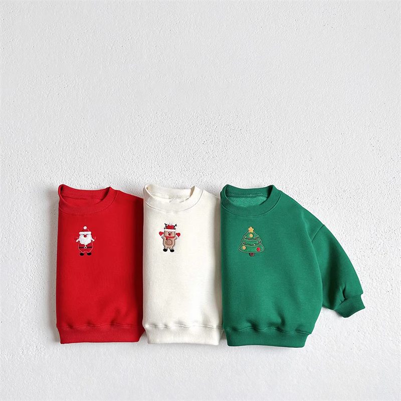 ins　秋冬新作　子供服　キッズ　クリスマス　トレーナー　刺繍　サンタ服　子供服　可愛い　トップス