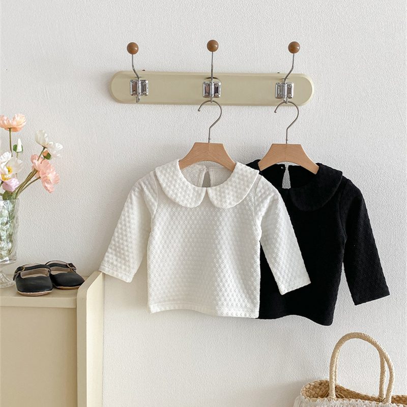 ins 秋新作　ベビー服　女の子　ピーターパンカラー　長袖 Tシャツ　カジュアル　トップス　子供服　可愛い