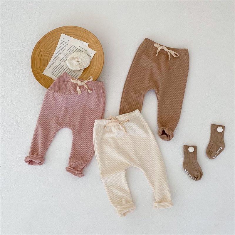 ins 秋新作　ベビー服　レギンス　男女兼用　無地　ロングズボン　リブパンツ　子供服　ボトムス　パンツ