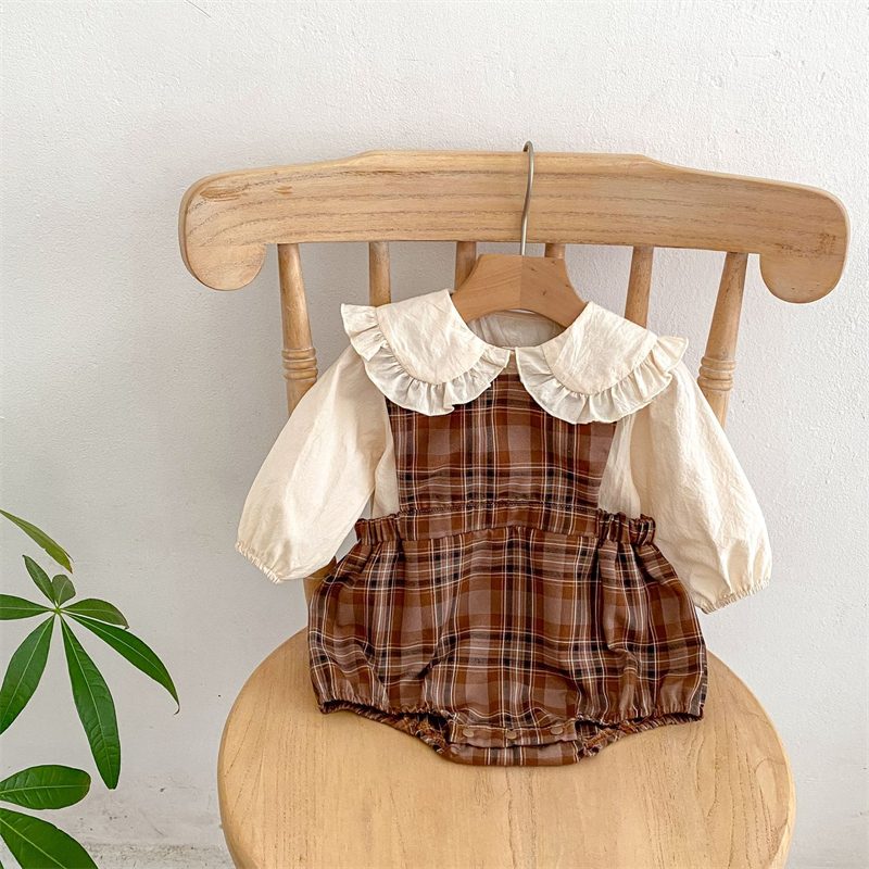 ins 秋新作 ベビー服 チェック柄 サロペット ロンパース 可愛い おしゃれ 子供服 ボトムス 綿100