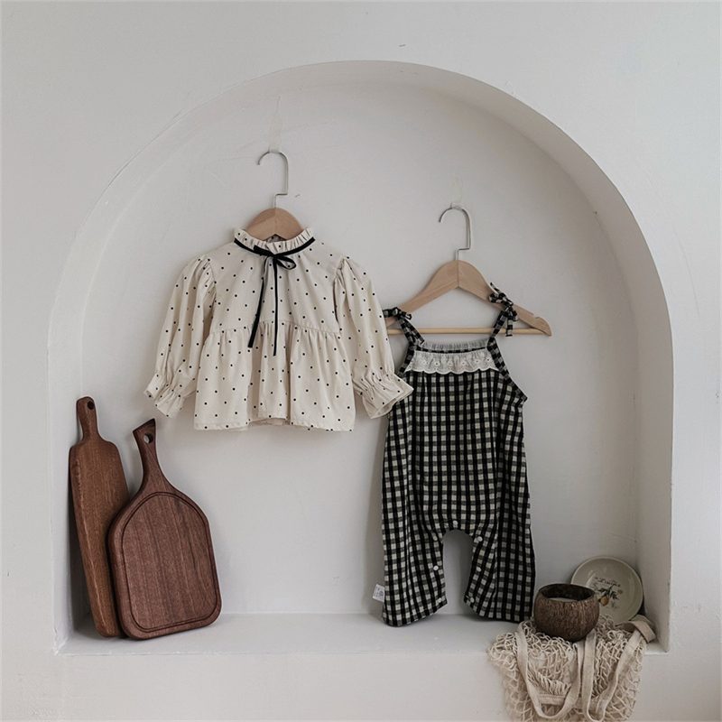 ins 秋新作　ベビー服　女の子　吊りズボン　サロペット　パンツ　格子　レース　可愛い　子供服　おしゃれ