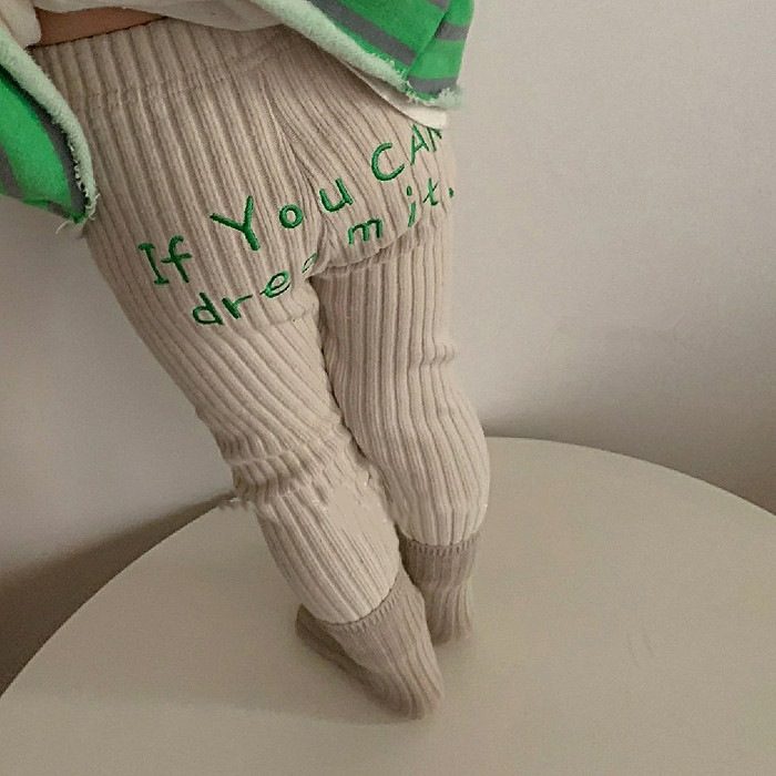 ins 秋新作　ベビー服　刺繍英字　レギンス　ボトムス　可愛い　柔らかい　女児　タイツ　子供服　厚手