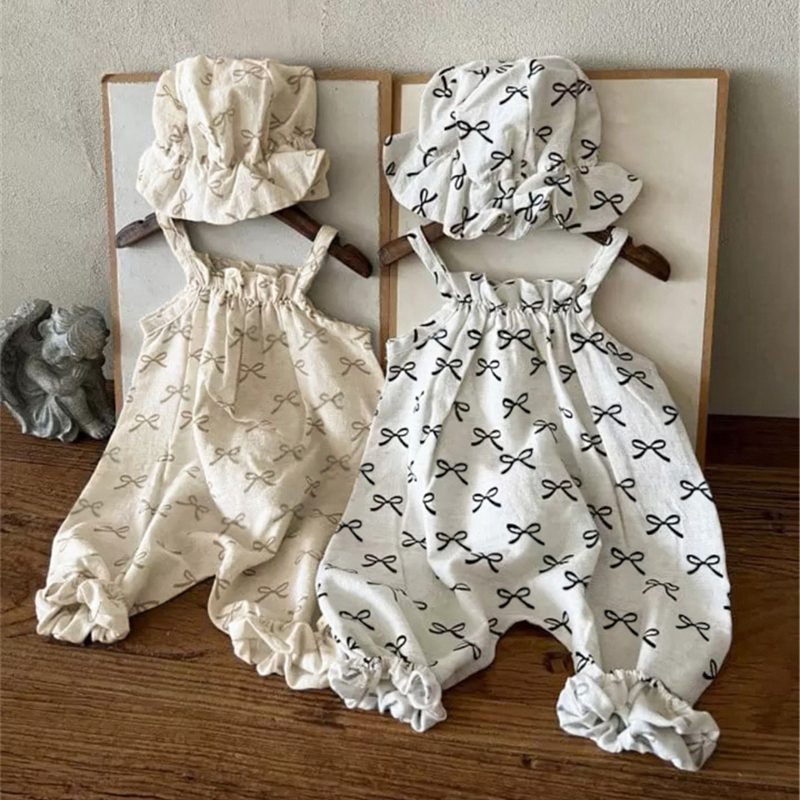 ins 夏新作　ベビー服　女の子　吊りズボン　サロペット　ロンパース　リボン柄　可愛い　子供服　おしゃれ