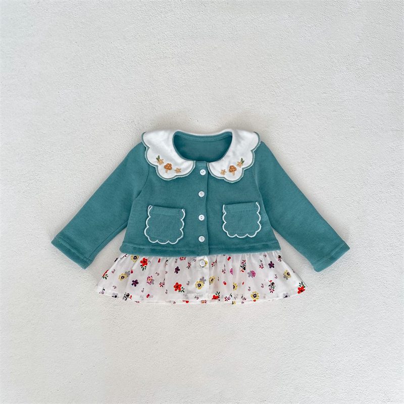 ins 新作　ベビー服　女の子　フェイクレイヤード　コート　カジュアル　トップス　可愛い　上着　おしゃれ