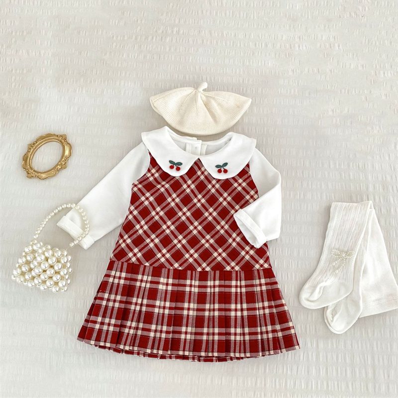 ins 秋新作　女の子　チェック柄　ノースリーブ　キッズ　ワンピース　可愛い　おしゃれ　子供服　格子