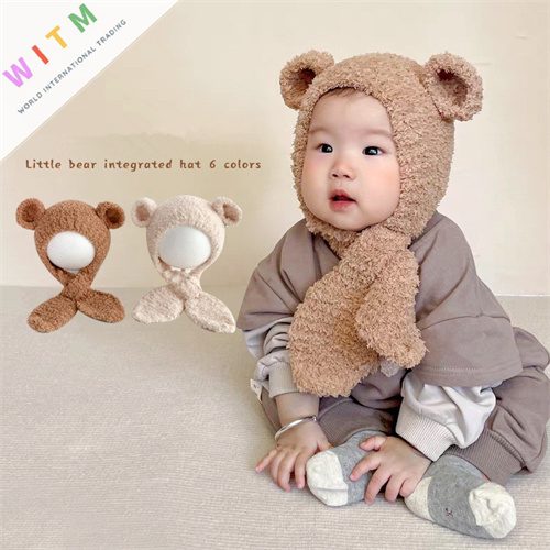 秋冬新品 クマ ボアハット＆マフラー キッズ用帽子 子供用 4ヶ月～2歳対応 韓国風