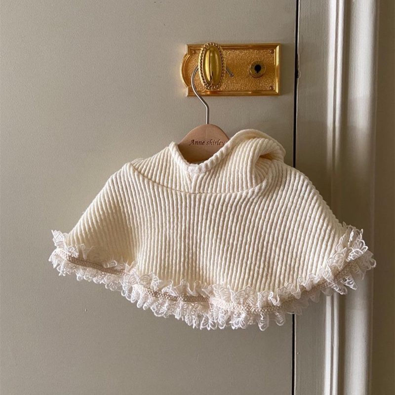 ins風　女の子　マント　レース　キッズ服　フード付き　可愛い　おしゃれ　レイヤード　ベビー服