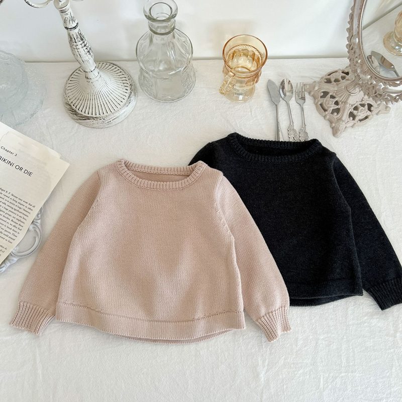 ins 秋冬新作　レトロ風　無地　子供セーター　森ガール　子供服　ニット　トップス　カジュアル