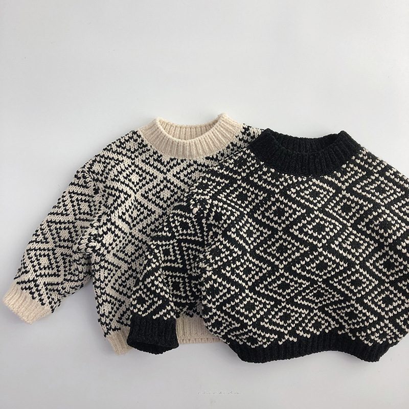ins 秋冬新作　レトロ風　子供セーター　森ガール　総柄　セーター　子供服　ニット　トップス　カジュアル