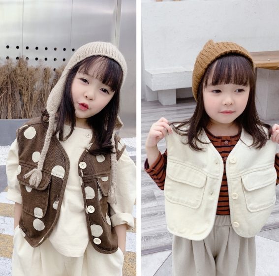 ins　春秋　子供ジレ　子供服　ベスト　重ね着　子供服　カジュアル　可愛い　キッズ服　レイヤード
