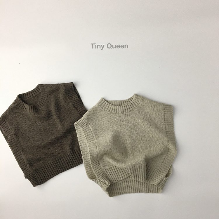 ins 秋新作　子供ニットベスト　キッズ服　無地　重ね着　トップス　ノースリーブ　男女兼用　子供ジレ