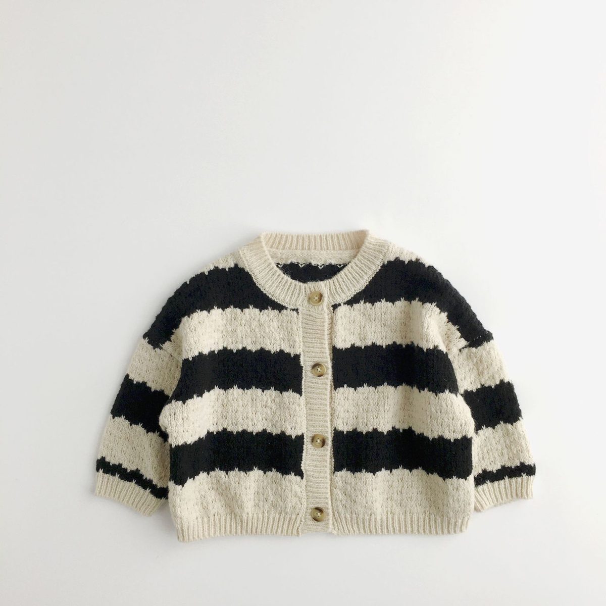 秋新作　子供カーディガン　ボーダー　前開き　キッズ服　セーター トップス　森ガール　男女兼用