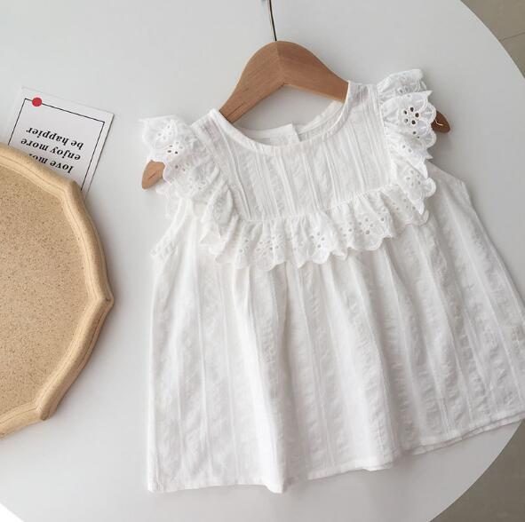 夏　子供シャツ　キッズ服　ブラウス 可愛い　トップス　女の子 韓国風 子供服　森ガール　ホワイト